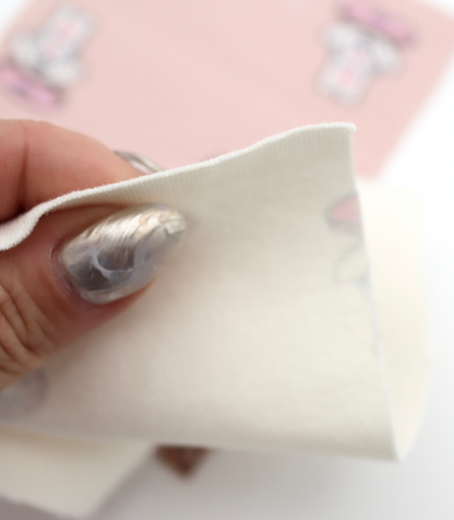 【25SS-202】ドーナッツラバーうさちゃんプリントフライス　/0.5ｙあたり = ～ 900円