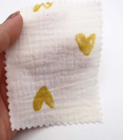 【25SS-038】スケッチ風ハートプリントダブルガーゼ　/0.5ｙあたり=～700円