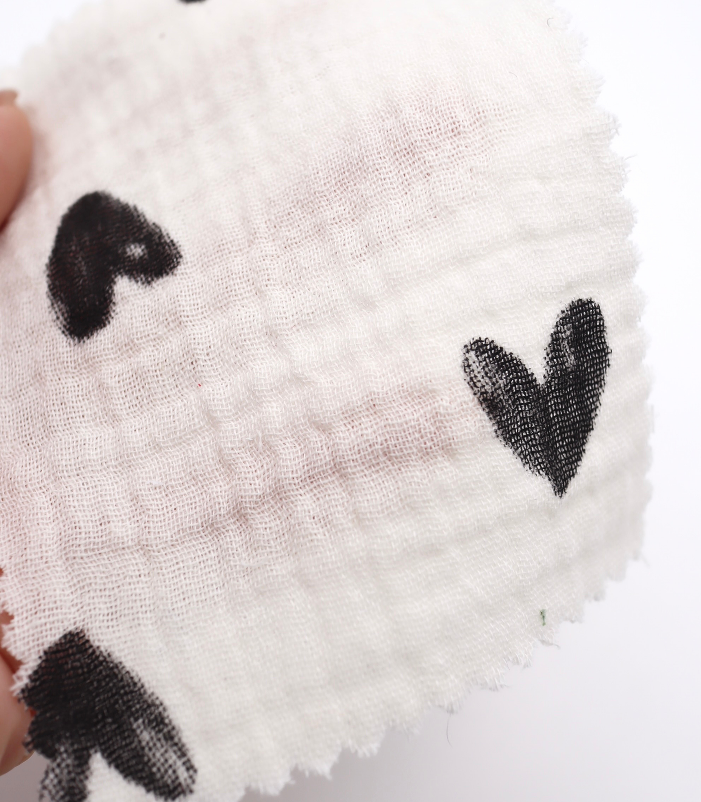 【25SS-038】スケッチ風ハートプリントダブルガーゼ　/0.5ｙあたり=～700円