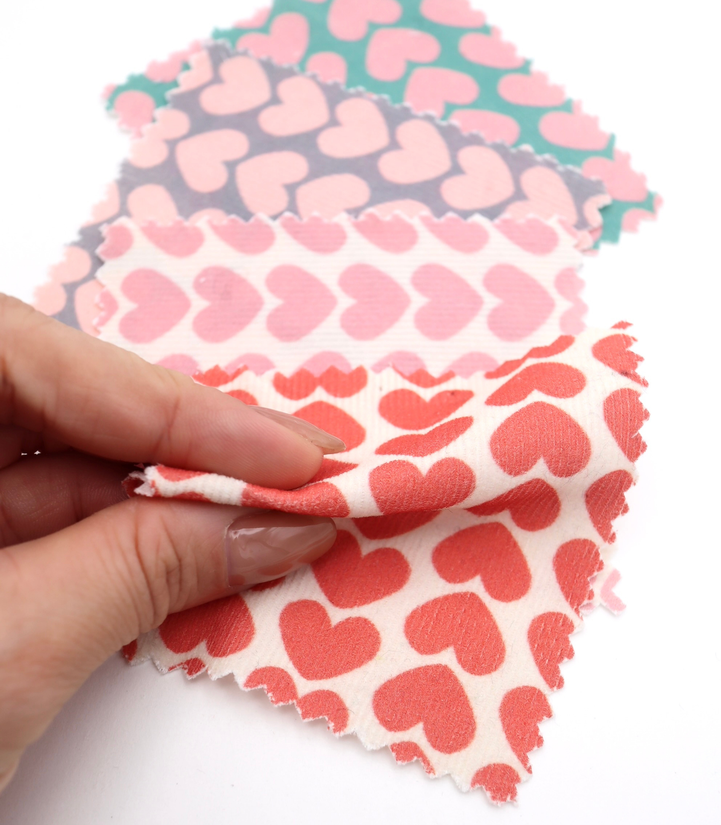 【25SS-019】ハートヘリンボーンプリントコーデュロイ　/0.5ｙあたり=～990円