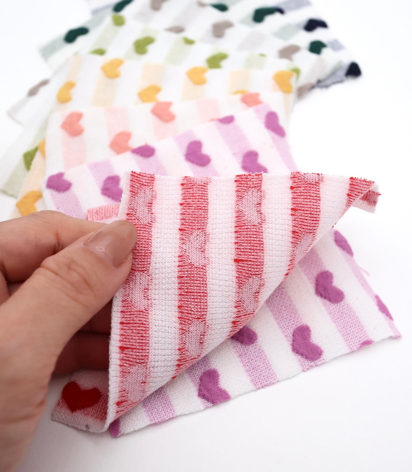 【25SS-031】ぷっくりハートジャガードボーダーニット　/0.5ｙあたり=～1045円