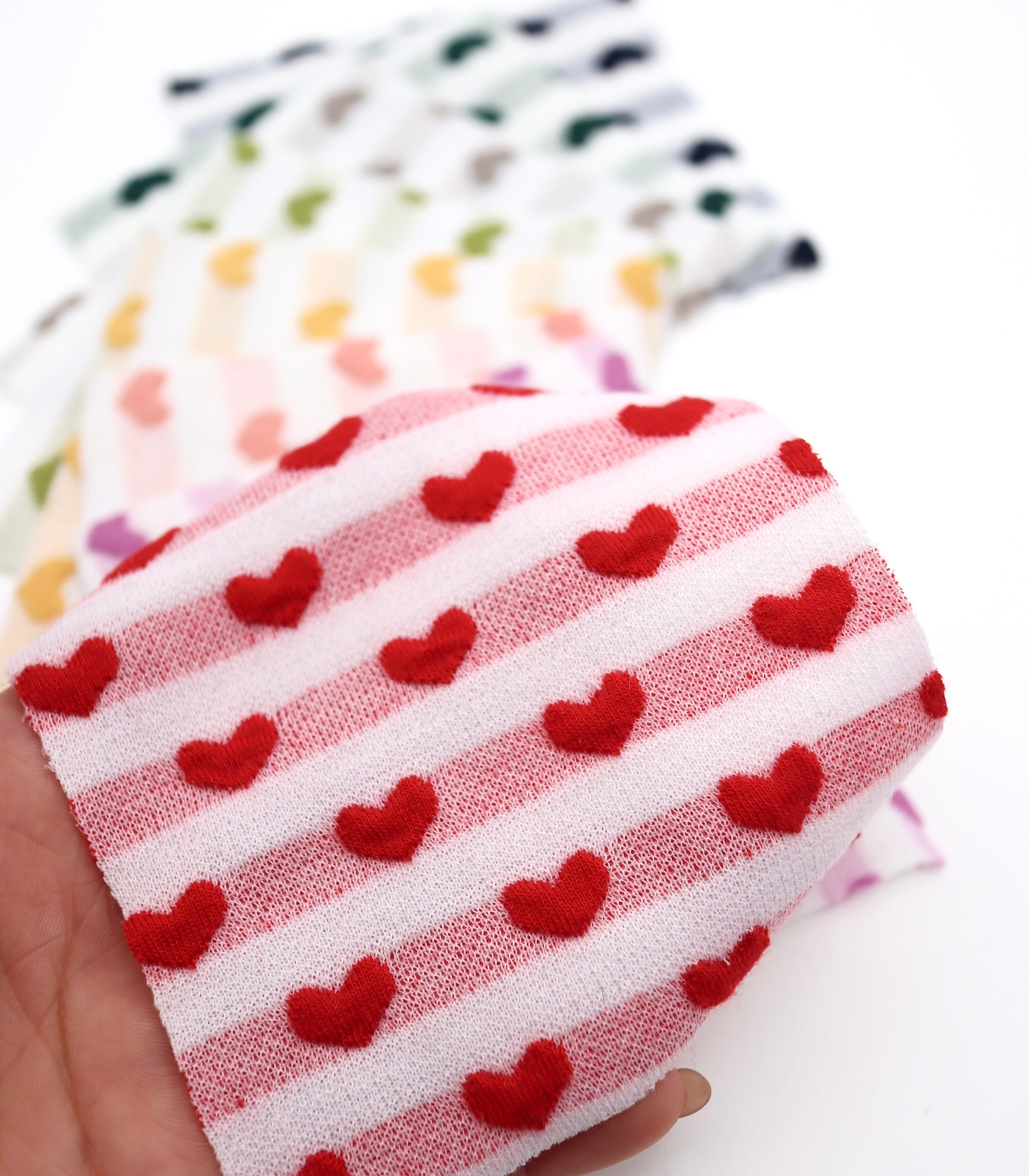 【25SS-031】ぷっくりハートジャガードボーダーニット　/0.5ｙあたり=～1045円