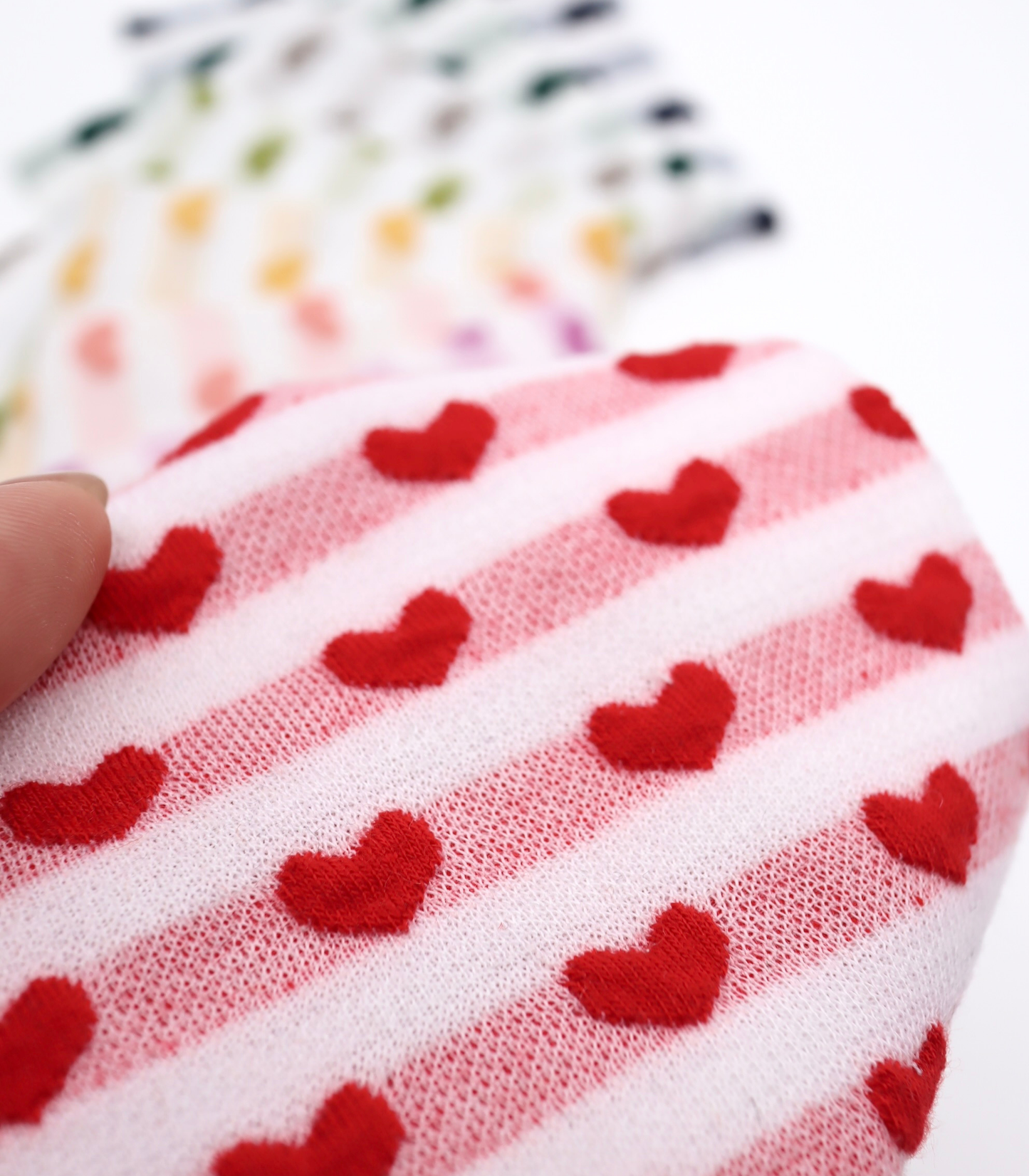 【25SS-031】ぷっくりハートジャガードボーダーニット　/0.5ｙあたり=～1045円