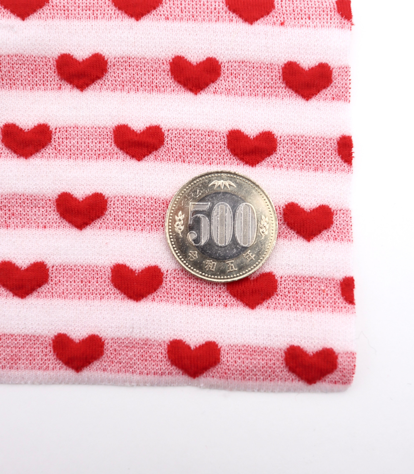 【25SS-031】ぷっくりハートジャガードボーダーニット　/0.5ｙあたり=～1045円