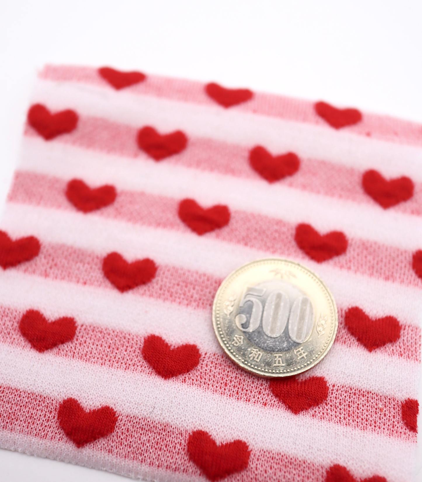 【25SS-031】ぷっくりハートジャガードボーダーニット　/0.5ｙあたり=～1045円