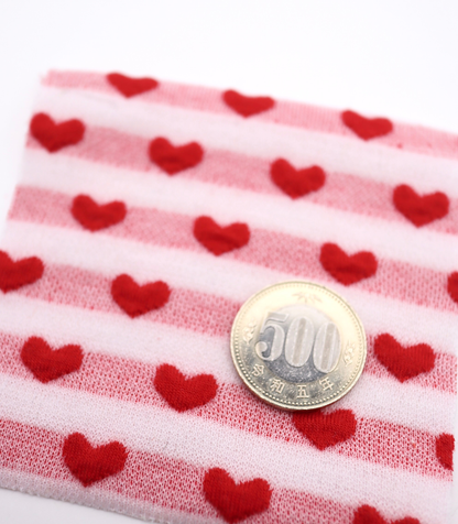 【25SS-031】ぷっくりハートジャガードボーダーニット　/0.5ｙあたり=～1045円