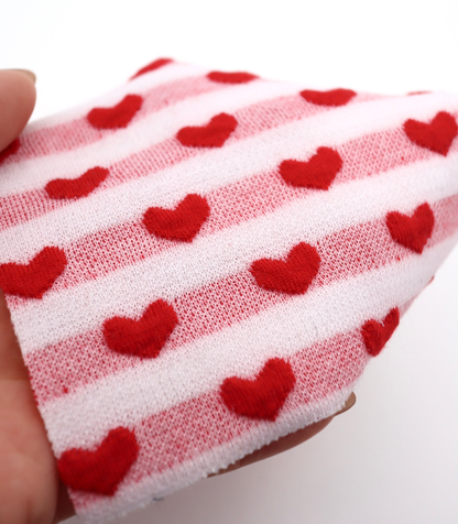 【25SS-031】ぷっくりハートジャガードボーダーニット　/0.5ｙあたり=～1045円