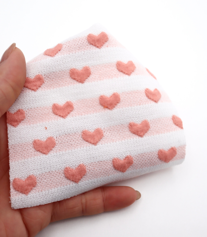 【25SS-031】ぷっくりハートジャガードボーダーニット　/0.5ｙあたり=～1045円