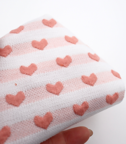 【25SS-031】ぷっくりハートジャガードボーダーニット　/0.5ｙあたり=～1045円