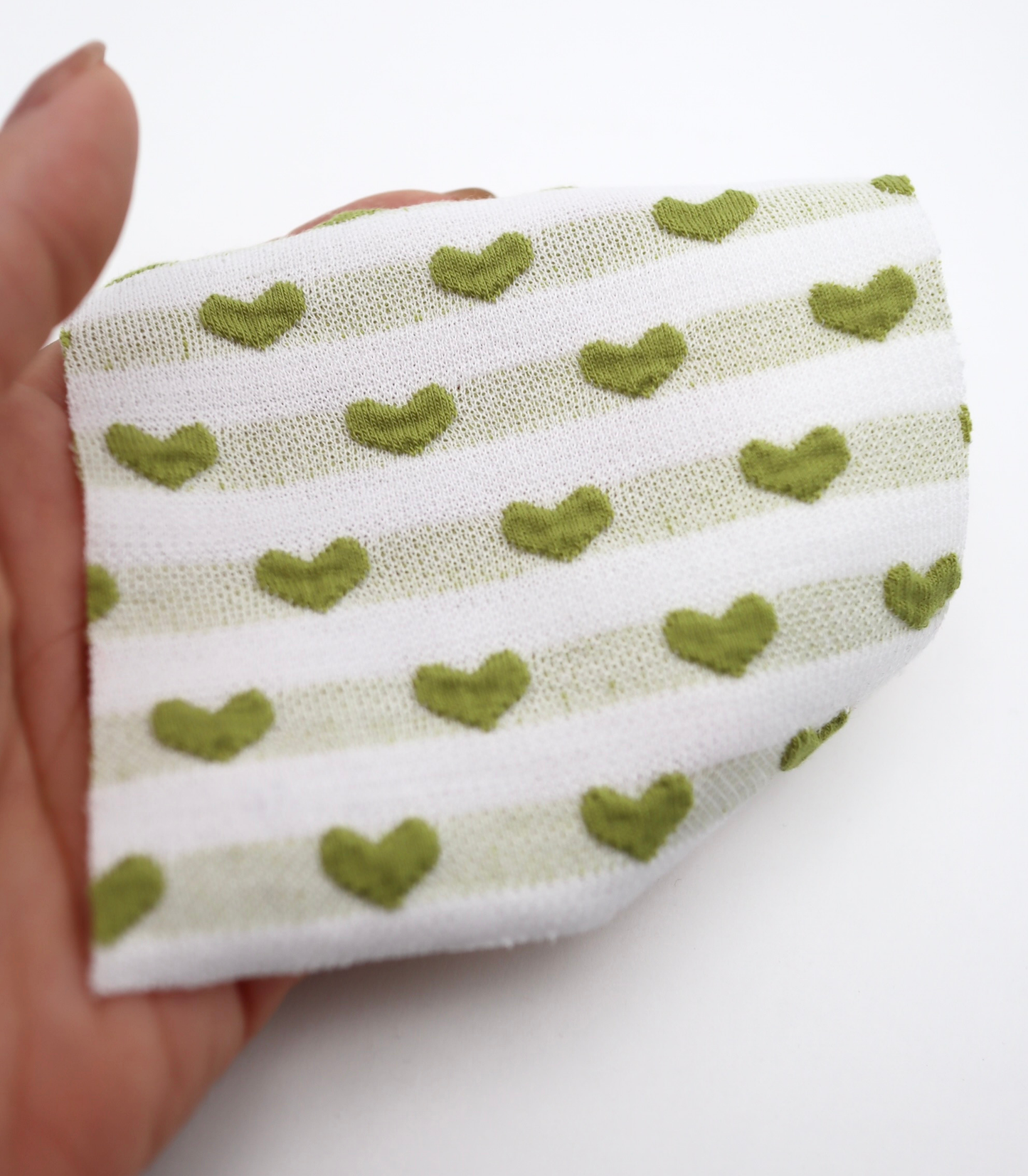 【25SS-031】ぷっくりハートジャガードボーダーニット　/0.5ｙあたり=～1045円