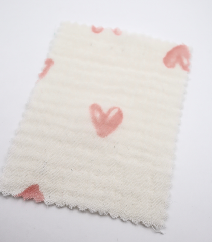 【25SS-038】スケッチ風ハートプリントダブルガーゼ　/0.5ｙあたり=～700円