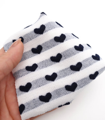 【25SS-031】ぷっくりハートジャガードボーダーニット　/0.5ｙあたり=～1045円