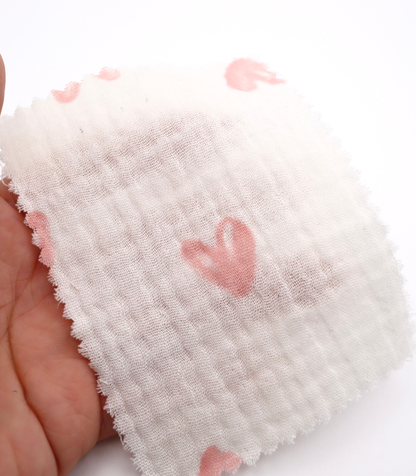 【25SS-038】スケッチ風ハートプリントダブルガーゼ　/0.5ｙあたり=～700円