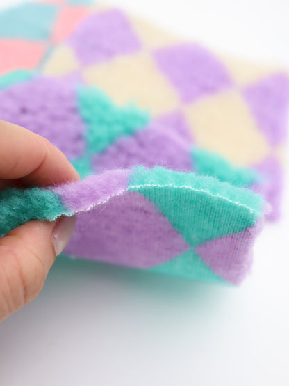 カラフルダイヤ柄ボア生地｜【生地幅】約147センチ 【混率】ポリエステル100%｜ドッグウェア・KIDSウエア・冬用アウター・冬雑貨向け｜26AW-381