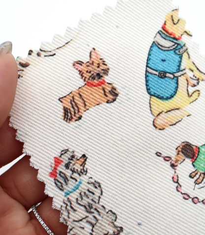 【25SS-218】ワンちゃん大集合プリントツイル　/0.5ｙあたり=～1095円