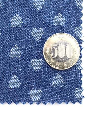 【25SS-217】プチハートジャガードデニム　/0.5ｙあたり=～1015円