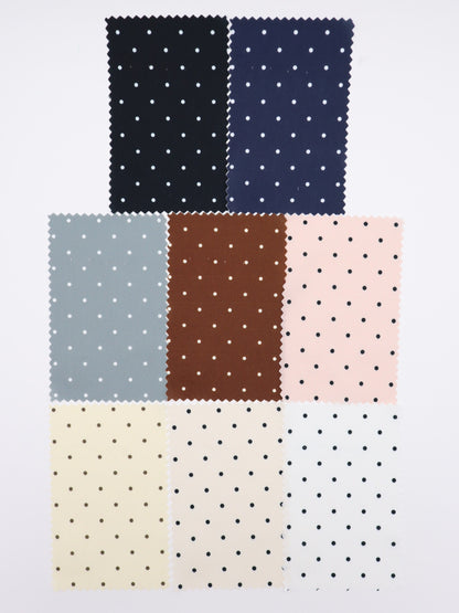 小玉・広ピッチサテンジョーゼット｜147cm広幅・5種のドットサイズ展開・防シワ｜ドッグウェア・ミニマルデザイン・裏地向け｜26SS-195【生地仕入れ代行卸】