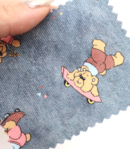 【25SS-219】スケボークマちゃんプリントツイル　/0.5ｙあたり=～1095円