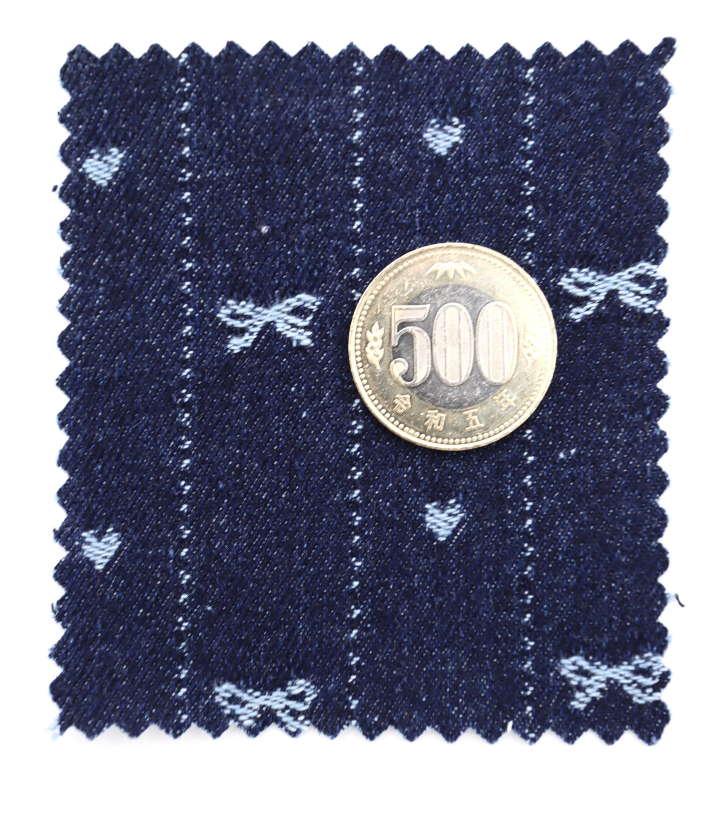 【25SS-060】リボン×ハート×ストライプジャガードデニム　/0.5ｙあたり=～1015円