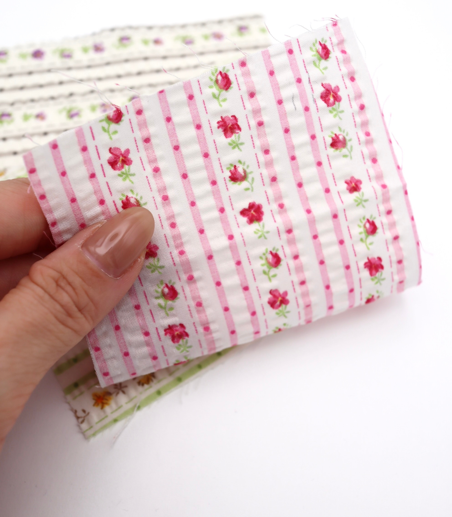 【25SS-446】花柄×ストライププリントサッカー　/0.5ｙあたり=～ 745円