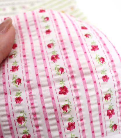 【25SS-446】花柄×ストライププリントサッカー　/0.5ｙあたり=～ 745円