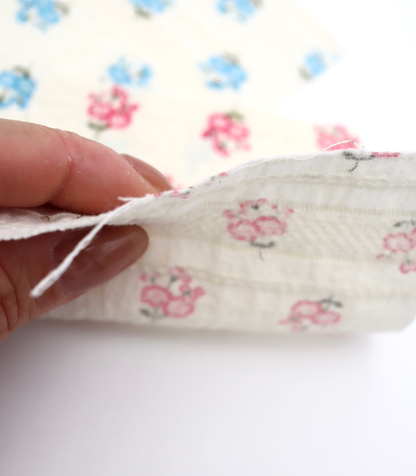 【25SS-445】小花柄プリント綿ローンボーダージャガード　/0.5ｙあたり=～840円