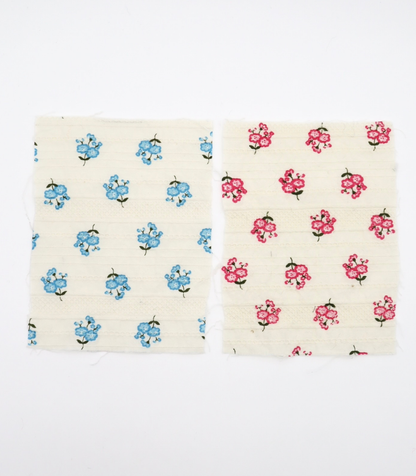 【25SS-445】小花柄プリント綿ローンボーダージャガード　/0.5ｙあたり=～840円