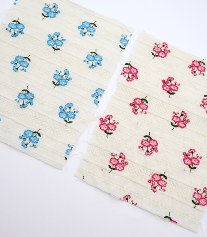 【25SS-445】小花柄プリント綿ローンボーダージャガード　/0.5ｙあたり=～840円