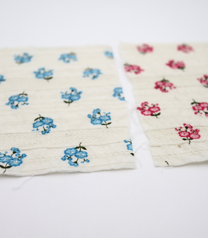 【25SS-445】小花柄プリント綿ローンボーダージャガード　/0.5ｙあたり=～840円