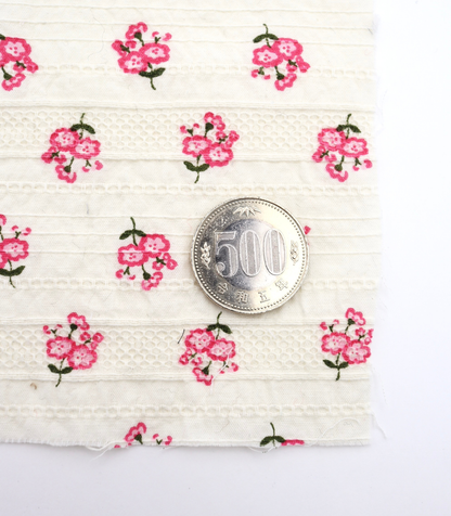 【25SS-445】小花柄プリント綿ローンボーダージャガード　/0.5ｙあたり=～840円