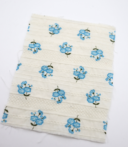 【25SS-445】小花柄プリント綿ローンボーダージャガード　/0.5ｙあたり=～840円