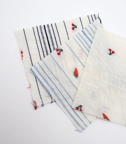 【25SS-444】サクランボ×イチゴ×ボーダー綿ローンジャガード　/0.5ｙあたり=～890円