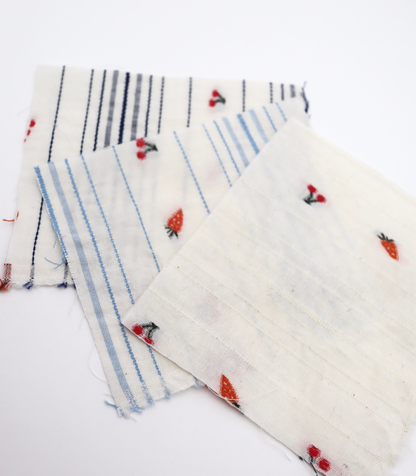 【25SS-444】サクランボ×イチゴ×ボーダー綿ローンジャガード　/0.5ｙあたり=～890円