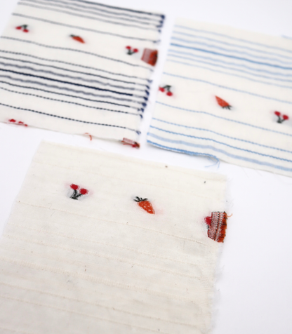 【25SS-444】サクランボ×イチゴ×ボーダー綿ローンジャガード　/0.5ｙあたり=～890円