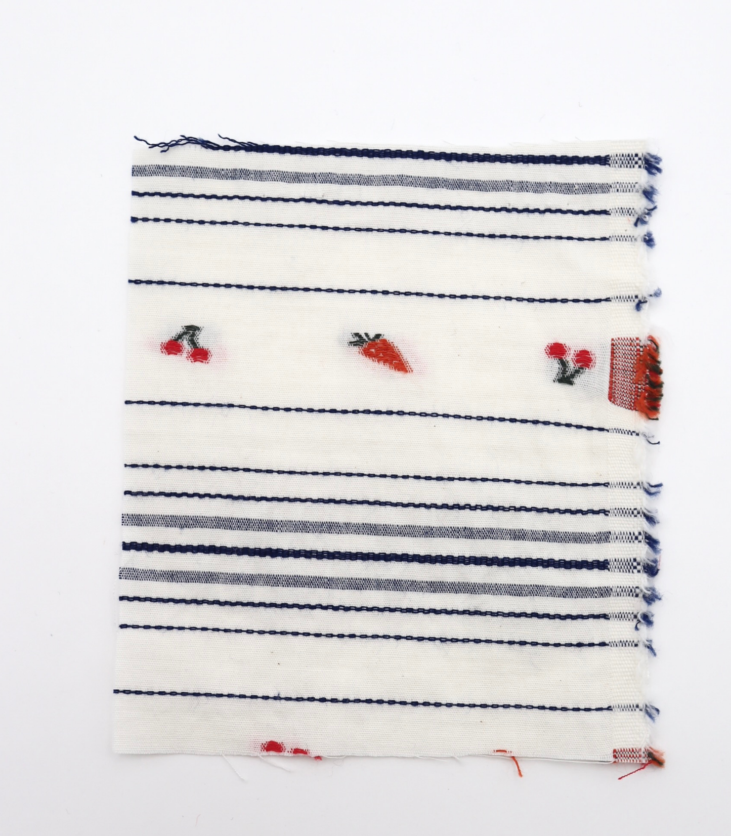 【25SS-444】サクランボ×イチゴ×ボーダー綿ローンジャガード　/0.5ｙあたり=～890円