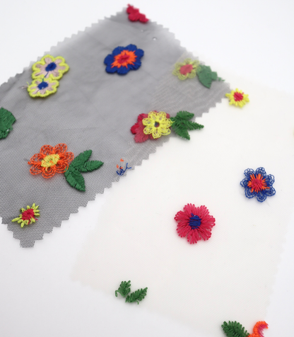 【25SS-455】カラフルフラワー刺繍チュール　/0.5ｙあたり=～1320円