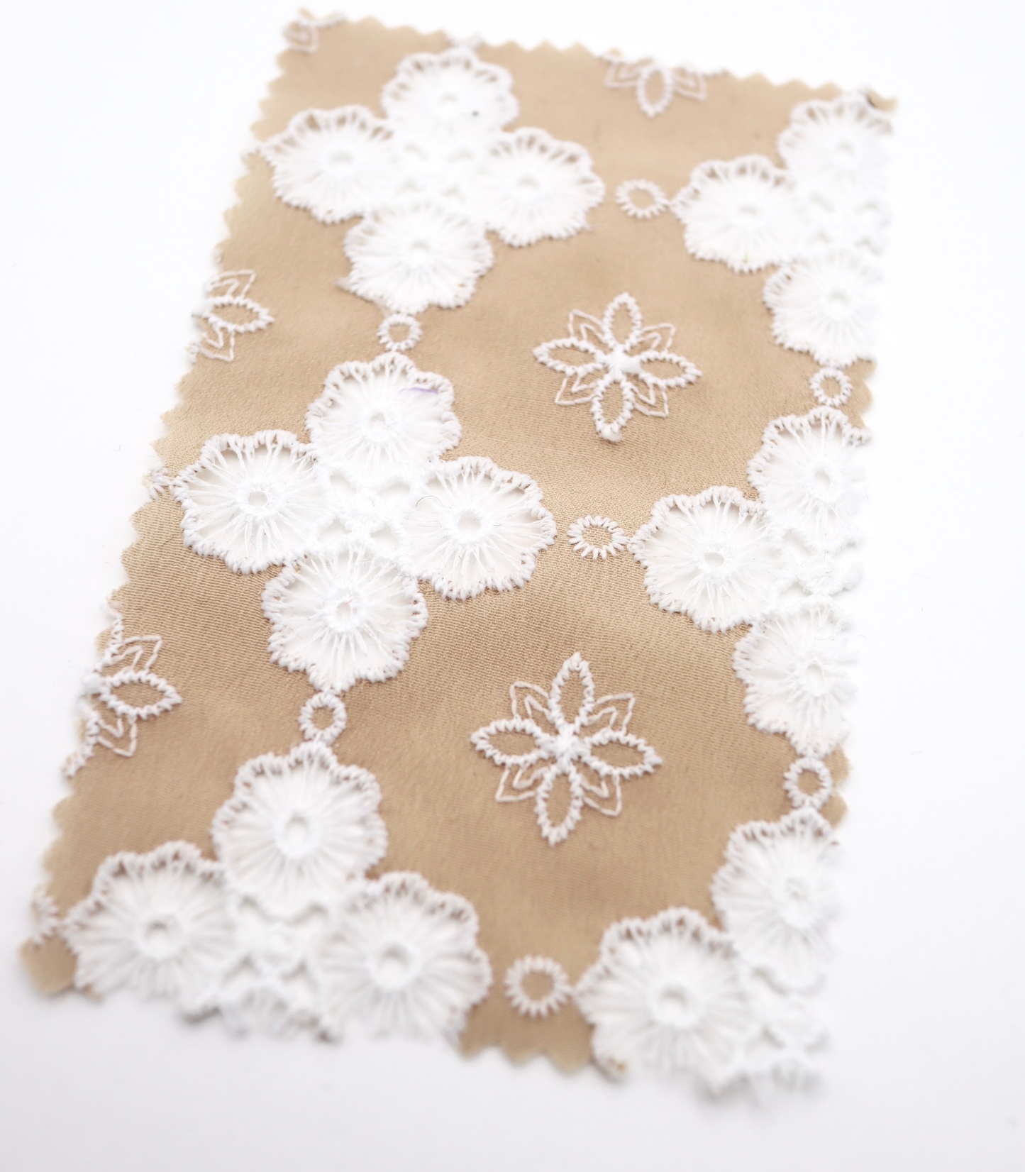 高密度アイレット×大花柄刺繍シフォン生地｜【生地幅】約122センチ 【混率】ポリエステル100％｜春夏ブラウス・ドレス・ドッグウェア向け