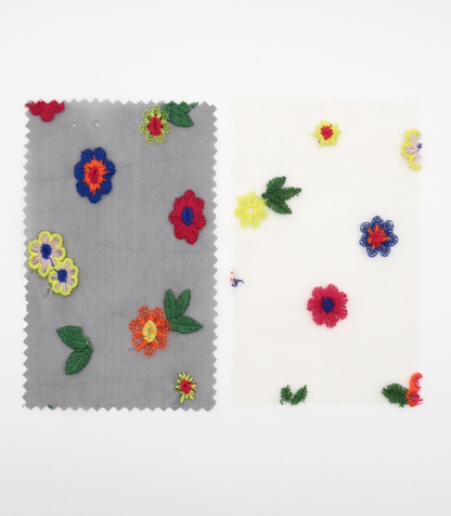 【25SS-455】カラフルフラワー刺繍チュール　/0.5ｙあたり=～1320円