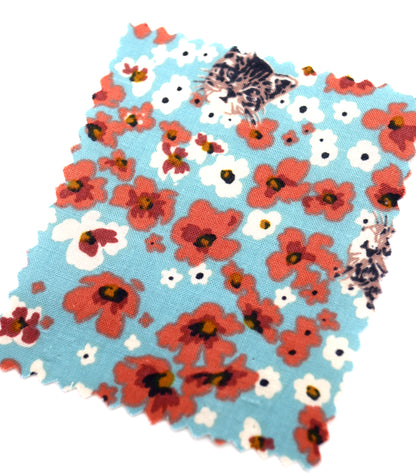 【25SS-230】小花にうもれるねこちゃんプリント綿ローン　/0.5ｙあたり = ～805円