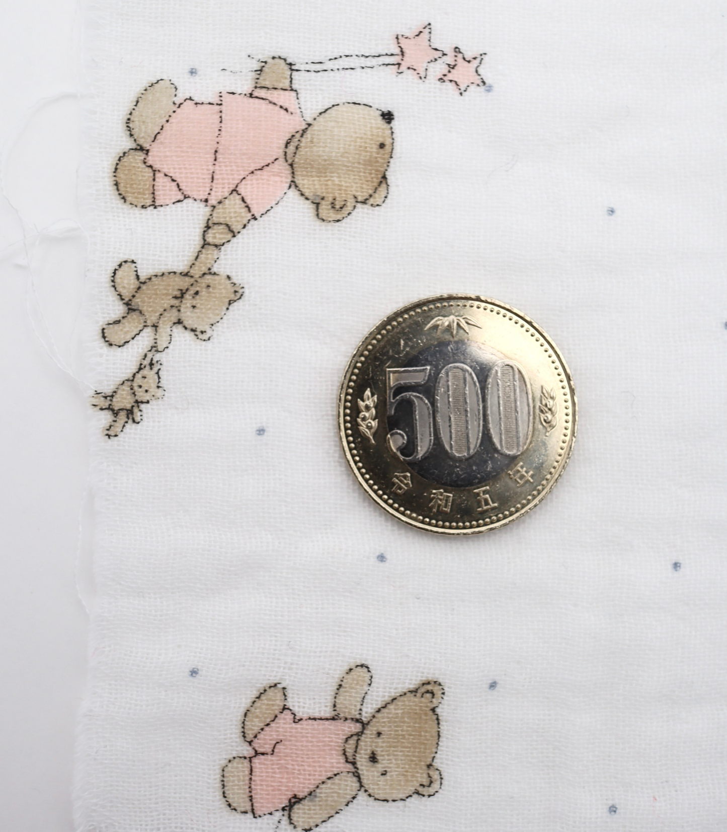 【25SS-296】仲良しクマ×ドットプリントダブルガーゼ　/0.5ｙあたり=～745円