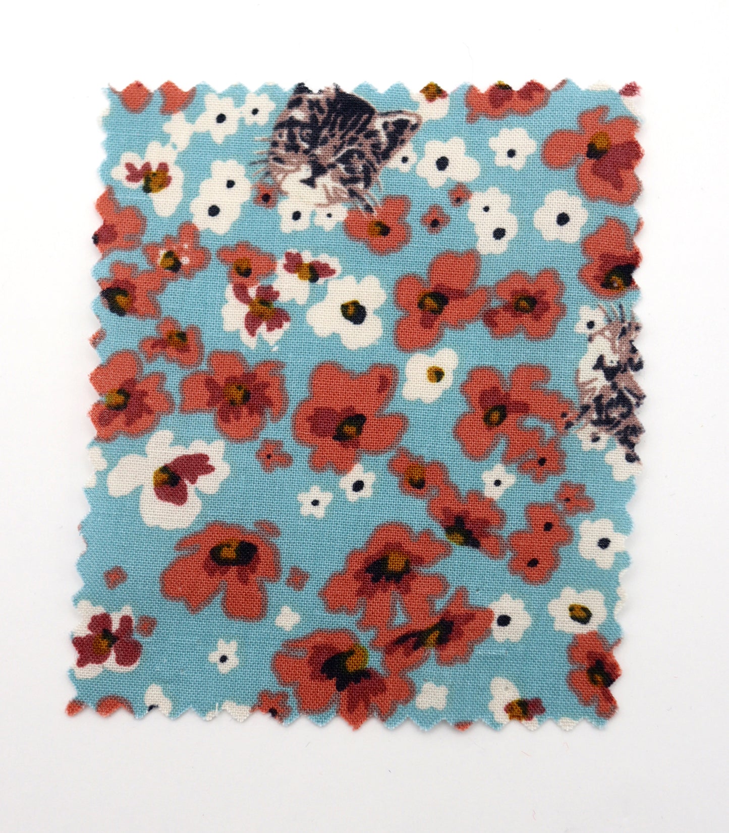 【25SS-230】小花にうもれるねこちゃんプリント綿ローン　/0.5ｙあたり = ～805円