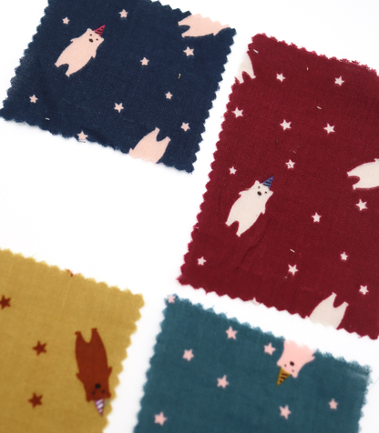 【25SS-292】パーティークマプリントダブルガーゼ　/0.5ｙあたり=～850円