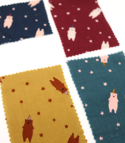 【25SS-292】パーティークマプリントダブルガーゼ　/0.5ｙあたり=～850円