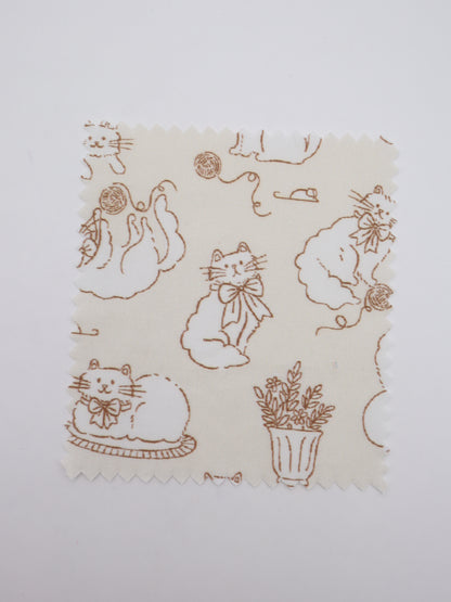 シャム猫ちゃん総柄プリント・綿ローン生地｜【生地幅】約137センチ 【混率】綿100％｜キャットウェア・春夏ブラウス・雑貨・ベビー用品向き