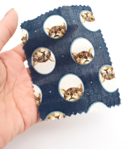 【25SS-290】のぞき見猫ちゃんプリントダブルガーゼ　/0.5ｙあたり=～850円