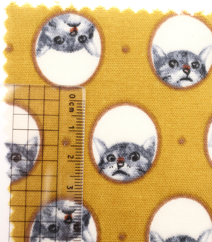【25SS-290】のぞき見猫ちゃんプリントダブルガーゼ　/0.5ｙあたり=～850円