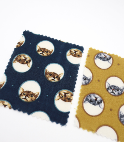 【25SS-290】のぞき見猫ちゃんプリントダブルガーゼ　/0.5ｙあたり=～850円