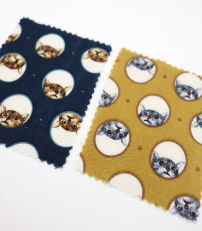 【25SS-290】のぞき見猫ちゃんプリントダブルガーゼ　/0.5ｙあたり=～850円