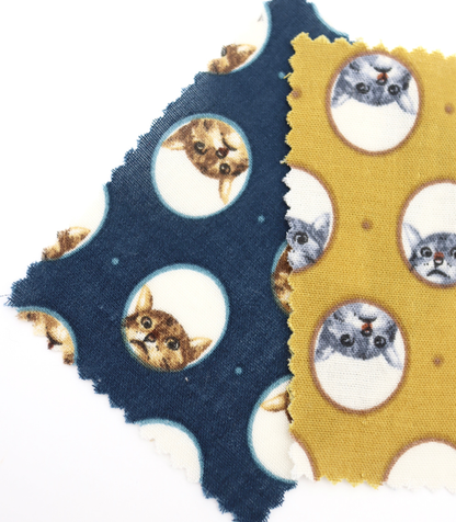 【25SS-290】のぞき見猫ちゃんプリントダブルガーゼ　/0.5ｙあたり=～850円