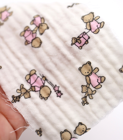 【25SS-289】仲良しくまさんプリントトリプルガーゼ　/0.5ｙあたり=～990円